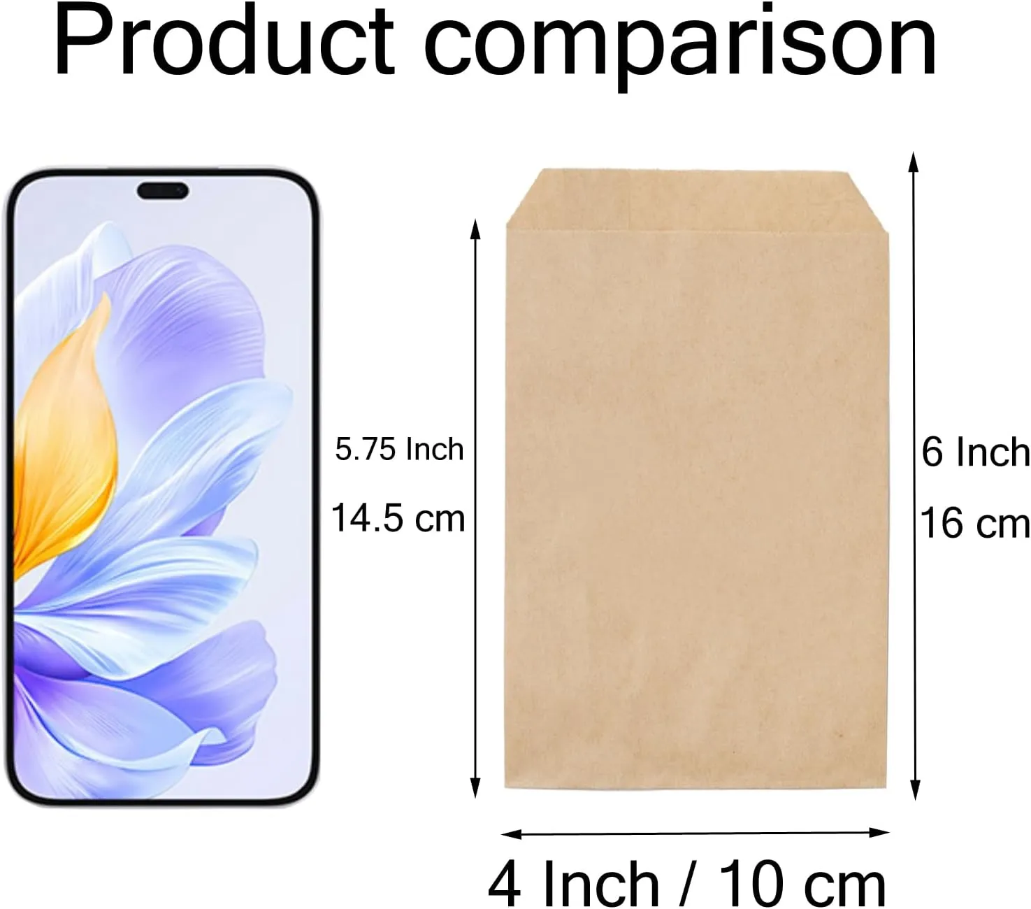 100 Pcs 4x6 Inches Brown Kraft Paper Bags Flat Envelopes Merchandise Treat Bag for Party
