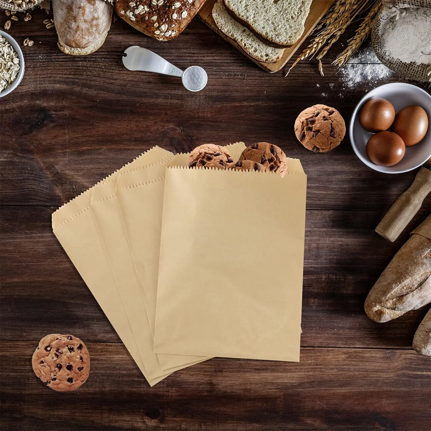 100 Pcs 4x6 Inches Brown Kraft Paper Bags Flat Envelopes Merchandise Treat Bag for Party