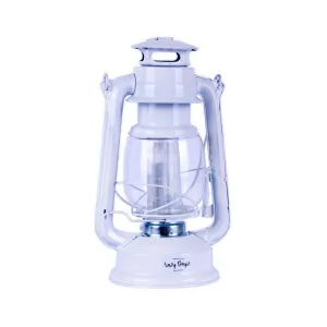 12 LED Solid Metal Camping Hurricane Lantern | White