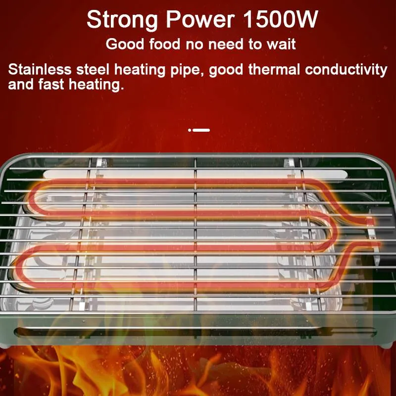 1500W Portable Electric Pan Grill | Smokeless | Non-Stick | for BBQ