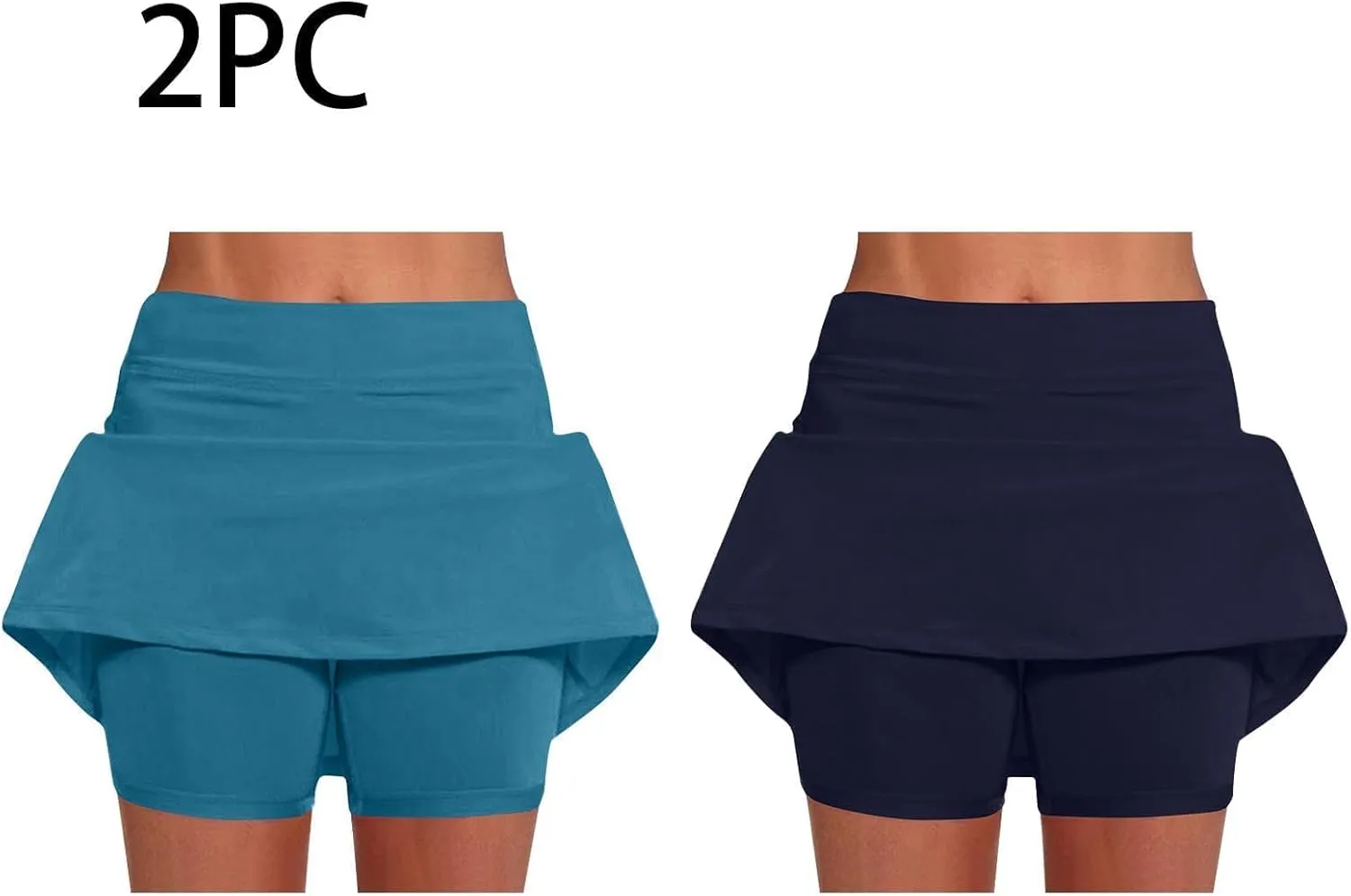 2 Pack Mini Skirts for Women Trendy Casual A Line High Waisted Summer Skorts Plus Size Fitness Athletic Tennis Skirts