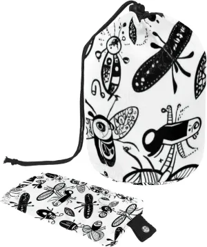 2 Pcs Cosmetic Bag bucket Travel Makeup Bags Large Capacity Soft Waterproof Portable Drawstring Cosmetic Bag, Abstract Black Insects
