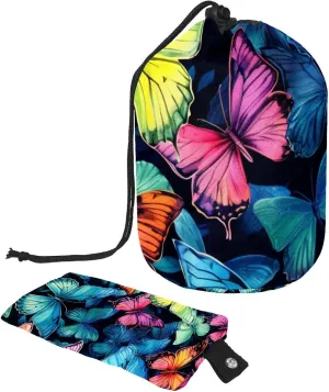 2 Pcs Cosmetic Bag bucket Travel Makeup Bags Large Capacity Soft Waterproof Portable Drawstring Cosmetic Bag, Art Butterfly Full Print