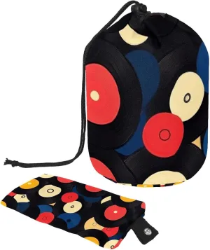 2 Pcs Cosmetic Bag bucket Travel Makeup Bags Large Capacity Soft Waterproof Portable Drawstring Cosmetic Bag, Art Colorful Vinyl Retro Record 39