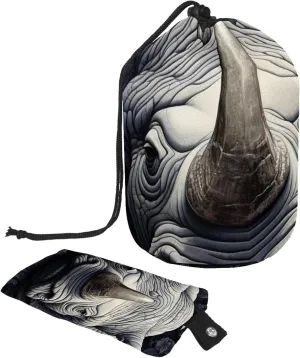2 Pcs Cosmetic Bag bucket Travel Makeup Bags Large Capacity Soft Waterproof Portable Drawstring Cosmetic Bag, Art Rhino Pattern 43