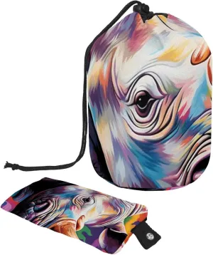 2 Pcs Cosmetic Bag bucket Travel Makeup Bags Large Capacity Soft Waterproof Portable Drawstring Cosmetic Bag, Color Rhino Oil Paint 3