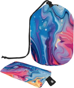 2 Pcs Cosmetic Bag bucket Travel Makeup Bags Large Capacity Soft Waterproof Portable Drawstring Cosmetic Bag, Colorful Abstract Pattern