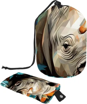2 Pcs Cosmetic Bag bucket Travel Makeup Bags Large Capacity Soft Waterproof Portable Drawstring Cosmetic Bag, Colorful Animal Rhino 63