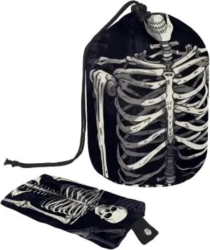 2 Pcs Cosmetic Bag bucket Travel Makeup Bags Large Capacity Soft Waterproof Portable Drawstring Cosmetic Bag, Cool Dark Skeleton