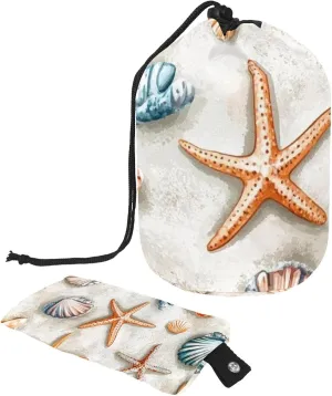 2 Pcs Cosmetic Bag bucket Travel Makeup Bags Large Capacity Soft Waterproof Portable Drawstring Cosmetic Bag, Deep Sea Shells Starfish 43