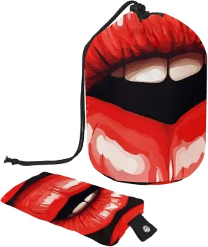 2 Pcs Cosmetic Bag bucket Travel Makeup Bags Large Capacity Soft Waterproof Portable Drawstring Cosmetic Bag, Fun Bright Red Lips 19