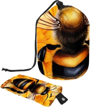 2 Pcs Cosmetic Bag bucket Travel Makeup Bags Large Capacity Soft Waterproof Portable Drawstring Cosmetic Bag, Nature Flower Bee