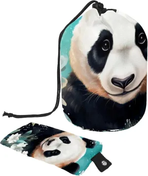 2 Pcs Cosmetic Bag bucket Travel Makeup Bags Large Capacity Soft Waterproof Portable Drawstring Cosmetic Bag, Panda with Floral Pattern