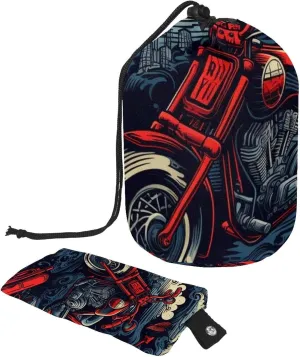 2 Pcs Cosmetic Bag bucket Travel Makeup Bags Large Capacity Soft Waterproof Portable Drawstring Cosmetic Bag, Red Cartoon Motorcycle