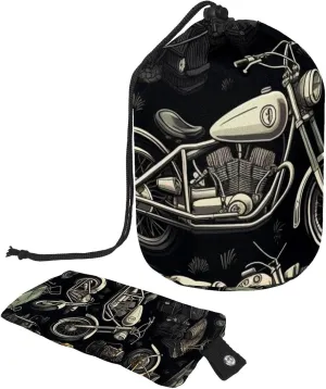 2 Pcs Cosmetic Bag bucket Travel Makeup Bags Large Capacity Soft Waterproof Portable Drawstring Cosmetic Bag, Vintage Motorcycle Model
