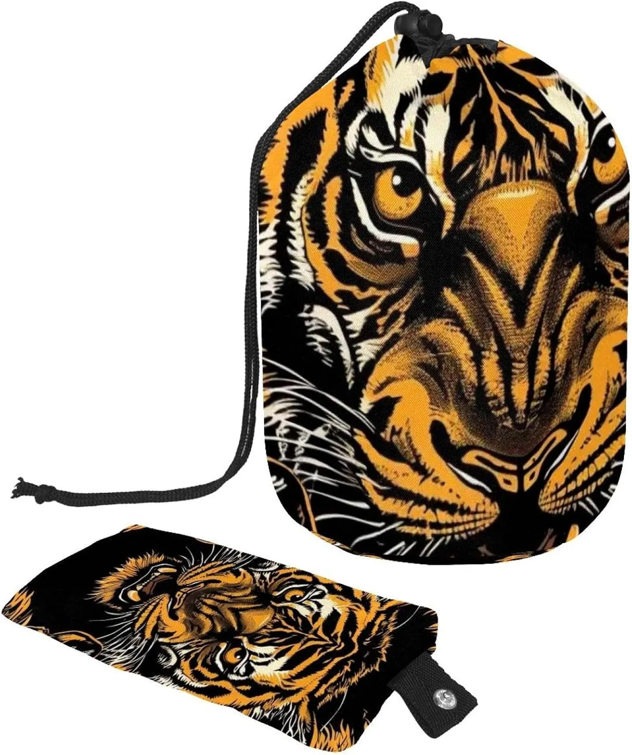 2 Pcs Cosmetic Bag bucket Travel Makeup Bags Large Capacity Soft Waterproof Portable Drawstring Cosmetic Bag, Wild Tiger Print 51