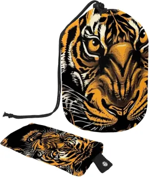 2 Pcs Cosmetic Bag bucket Travel Makeup Bags Large Capacity Soft Waterproof Portable Drawstring Cosmetic Bag, Wild Tiger Print 51
