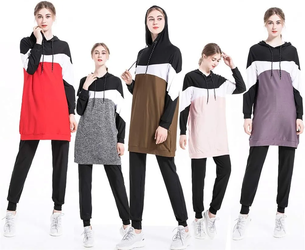 2 Piece Outfits Casual Sweatsuits Set Muslims Tracksuits For Women Islamic Tracksuit Hoodies Casual Sports Suit