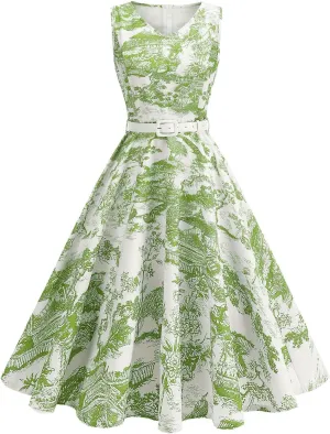 2025 Womens Summer Floral Print Dress Sleeveless Casual Flowy Sundress A Line Ruffle Wedding Guest Outfit Casual Spring Dress