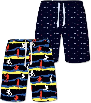 2/3/4 Pack Men's Beach Shorts Casual 9" Inseam Elastic Waist Drawstring Quick Dry Board Shorts with Pockets