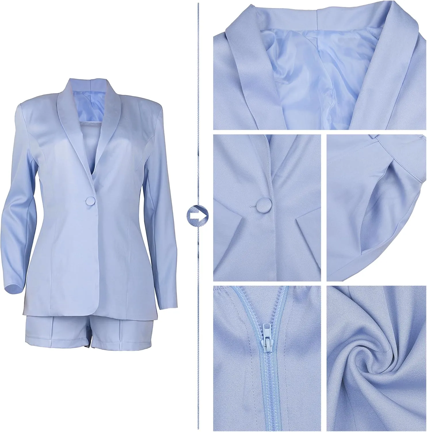 3 Piece Blazer Sets for Women Open Front Button Blazer   Crop Tops   Shorts Bottoms with Belt Business Suit Sets