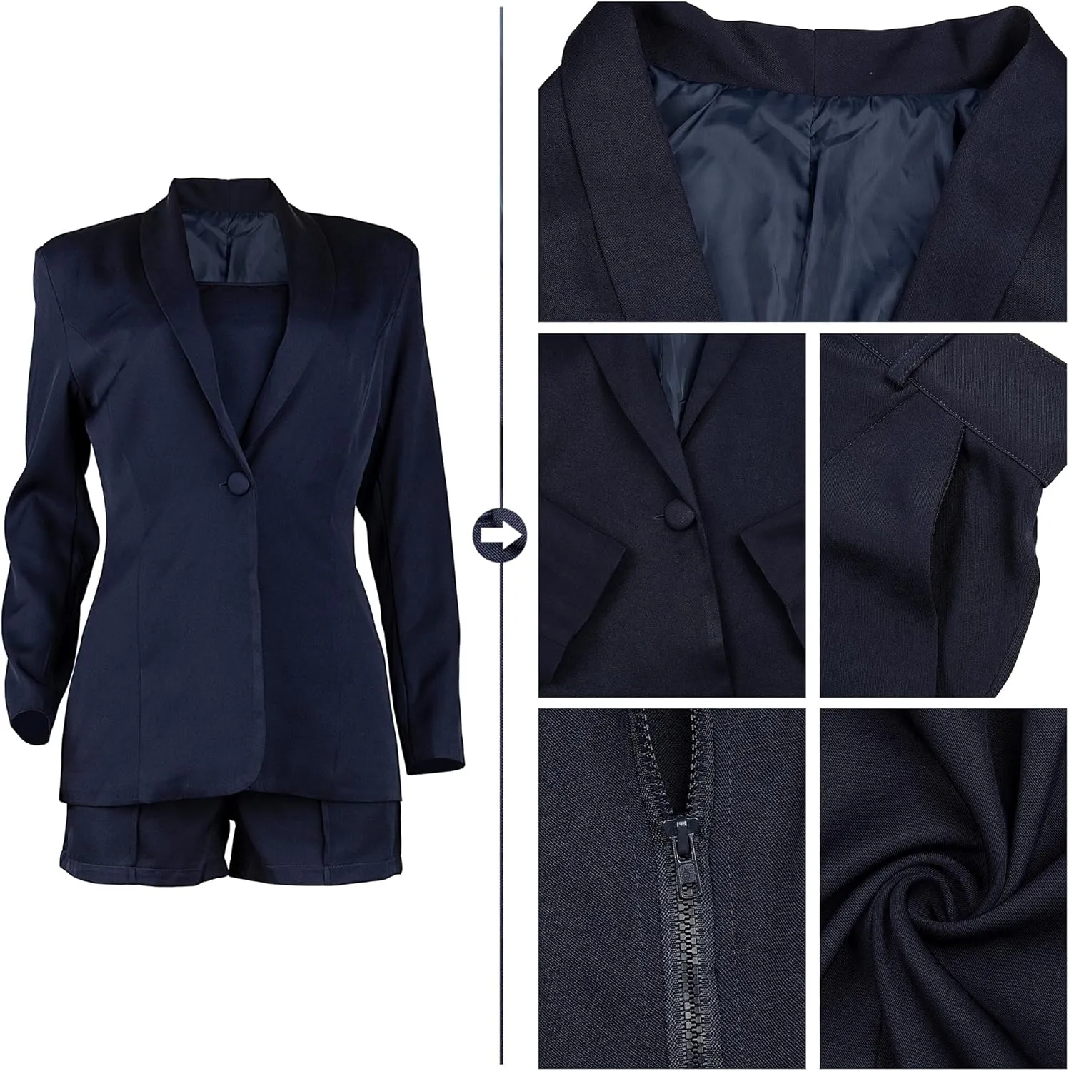 3 Piece Blazer Sets for Women Open Front Button Blazer   Crop Tops   Shorts Bottoms with Belt Business Suit Sets