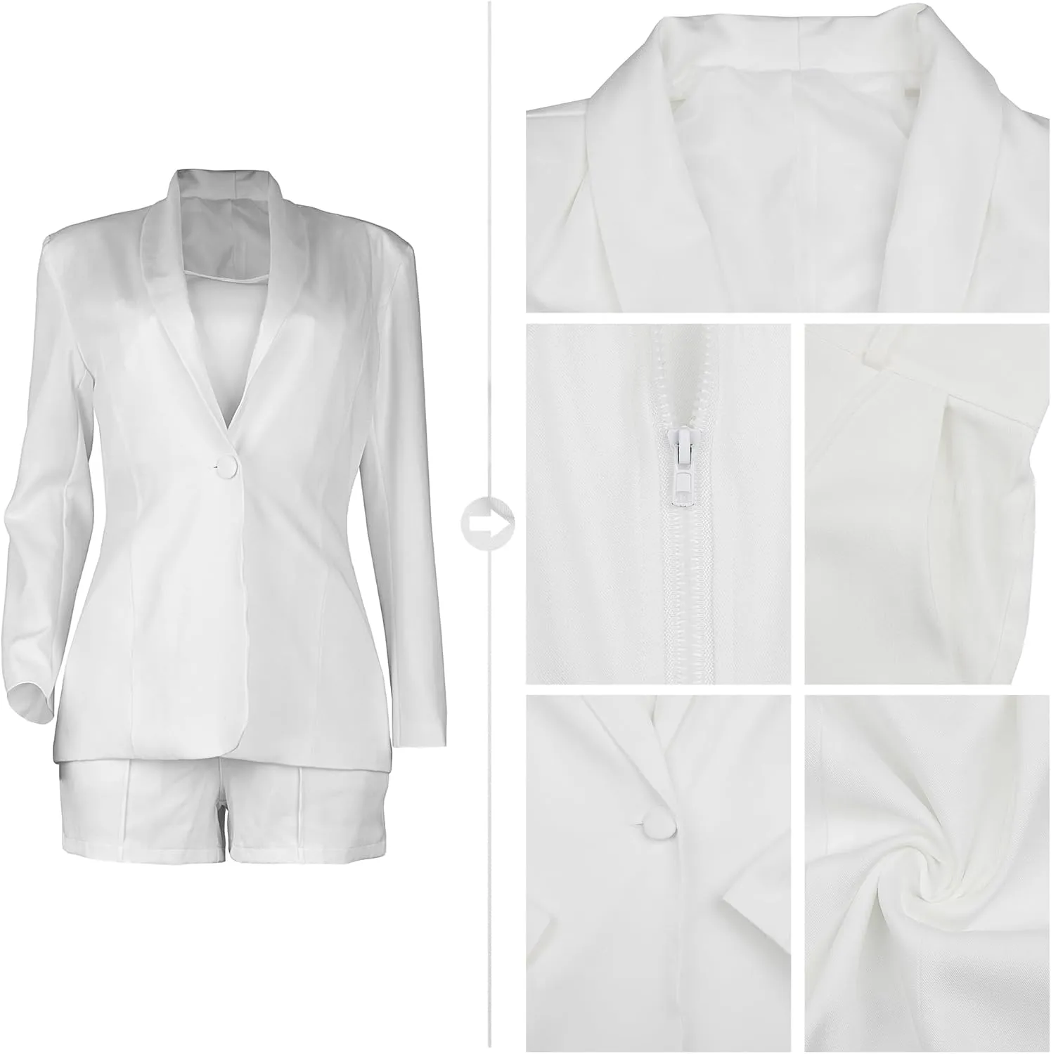 3 Piece Blazer Sets for Women Open Front Button Blazer   Crop Tops   Shorts Bottoms with Belt Business Suit Sets