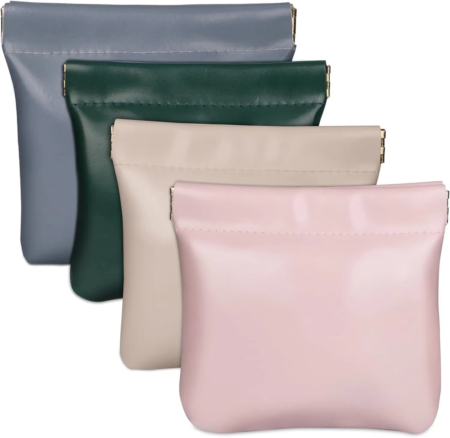 4 PCS Pocket Make up Bag,Cosmetic Bag for Women Travel Bags Small Makeup Bag for Portable Leather Self-closing Mini Makeup Bag Organizers Storage for Cosmetics Headphones Jewelry Coin Purse