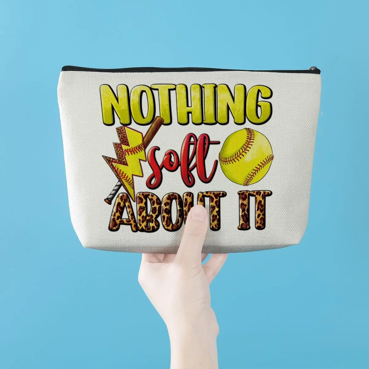 4 Pcs Softball Gifts Funny Makeup Bag Softball Party Favors Cosmetic Bag Softball Stuff Accessories Birthday Gifts for Women Team Coach Zipper Pouch Travel Organizer Toiletry Bag Vacation Christmas