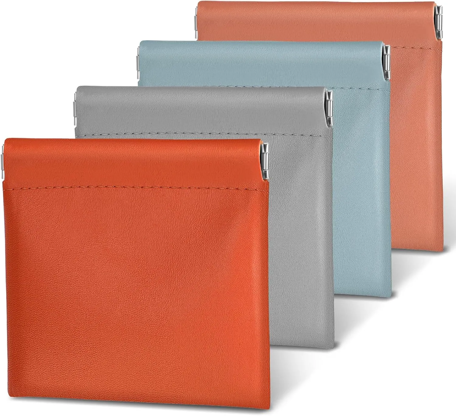 4Pcs Small Makeup Bag for Purse, PU Leather Mini Cosmetic Bags for Women Portable Coin Pouch Waterproof Self-closing Purse Organizer Pouches Small Travel Storage Bag for Cosmetic Jewelry Coin Change