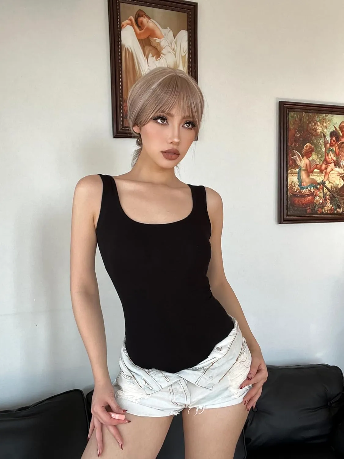 5 Piece Women's Bodysuits Sexy Ribbed Sleeveless Square Neck Sleeveless Tank Tops Bodysuits