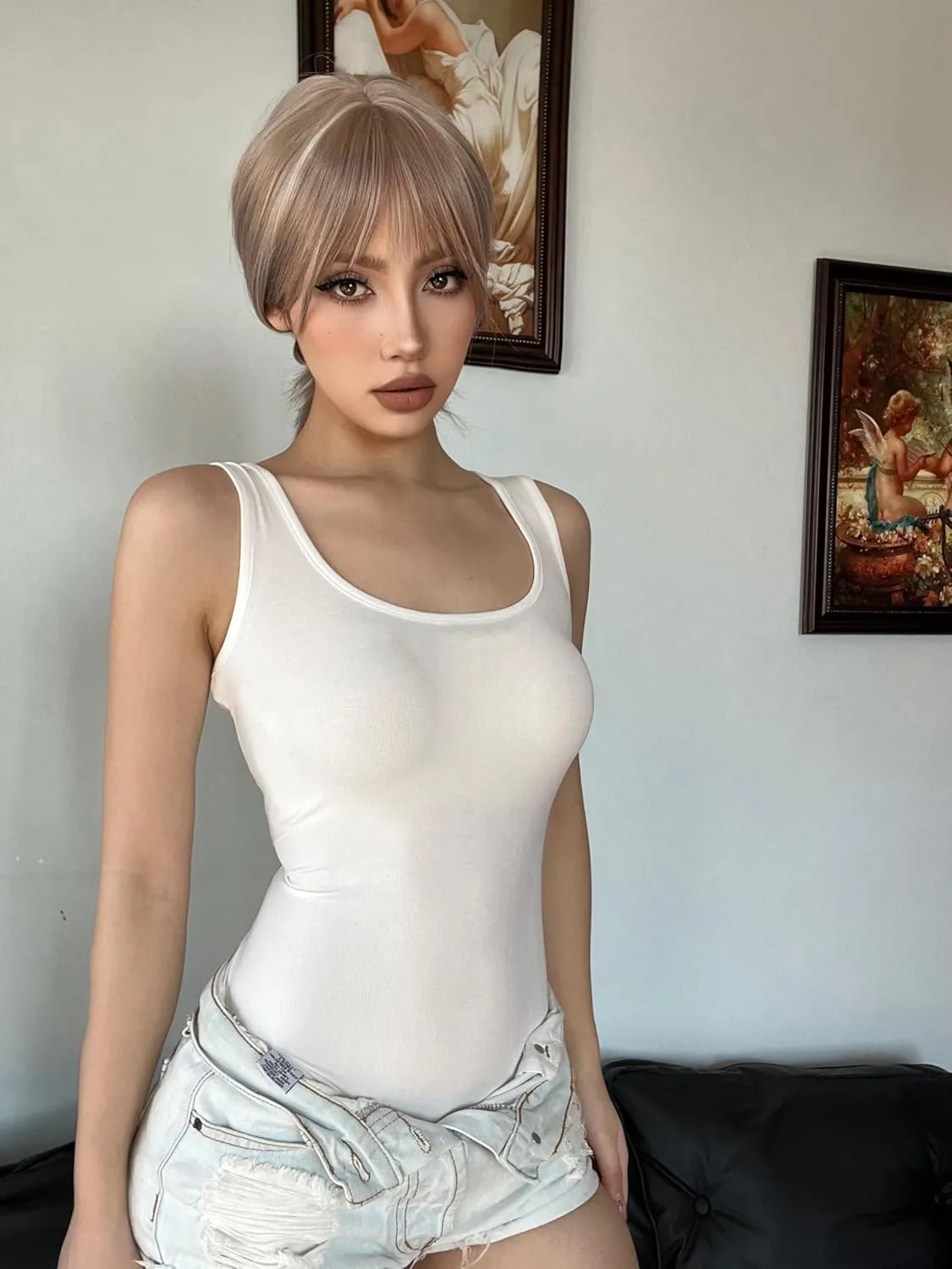 5 Piece Women's Bodysuits Sexy Ribbed Sleeveless Square Neck Sleeveless Tank Tops Bodysuits