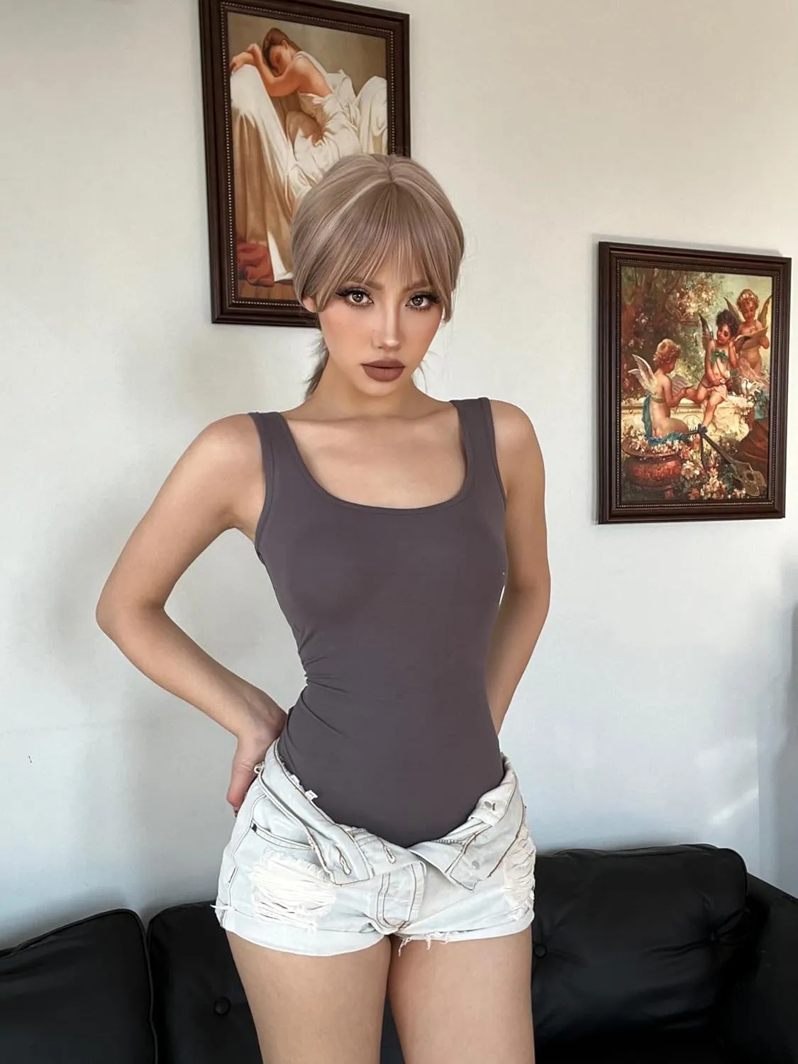 5 Piece Women's Bodysuits Sexy Ribbed Sleeveless Square Neck Sleeveless Tank Tops Bodysuits