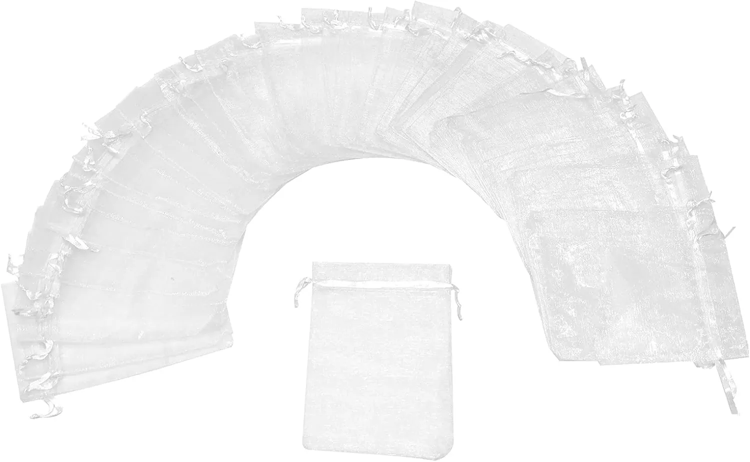 50Pcs White Organza Bags 3x4 Inch, Sheer Wedding Party Favor Bags with Drawstring, Jewelry Gift Bags Christmas Candy Pouches