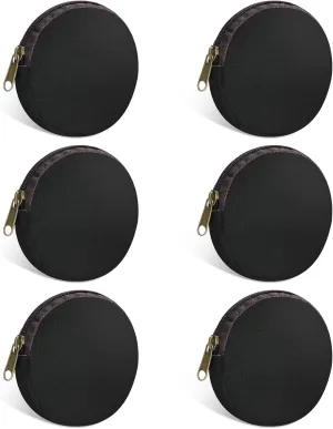 6 Pieces Mini Round Cotton Canvas Makeup Bag with Bottom, Multi-Purpose Zipper Coin Purse Pouch Cosmetic Bag Travel Toiletry Pouch, Blank DIY Craft Bag (Black, XS)