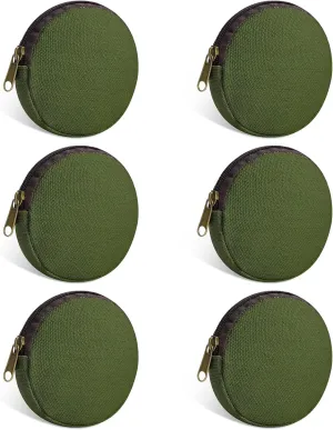 6 Pieces Mini Round Cotton Canvas Makeup Bag with Bottom, Multi-Purpose Zipper Coin Purse Pouch Cosmetic Bag Travel Toiletry Pouch, Blank DIY Craft Bag (Green, XS)