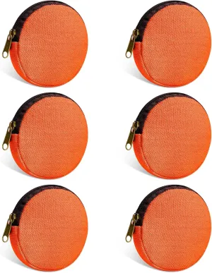 6 Pieces Mini Round Cotton Canvas Makeup Bag with Bottom, Multi-Purpose Zipper Coin Purse Pouch Cosmetic Bag Travel Toiletry Pouch, Blank DIY Craft Bag (Orange, XS)