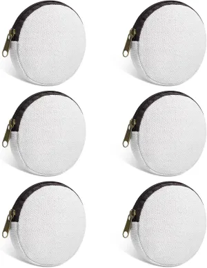 6 Pieces Mini Round Cotton Canvas Makeup Bag with Bottom, Multi-Purpose Zipper Coin Purse Pouch Cosmetic Bag Travel Toiletry Pouch, Blank DIY Craft Bag (White, XS)