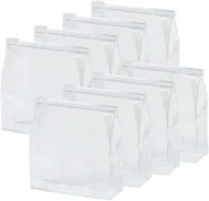 8 Pcs Clear Plastic Makeup Bag Small Waterproof Zipper Pouches Cosmetic Organizer Bags Travel Toiletry Pouches Portable Shaving Bag Jewelry Storage Pouch for Vacation 21 x 7 x 16 cm