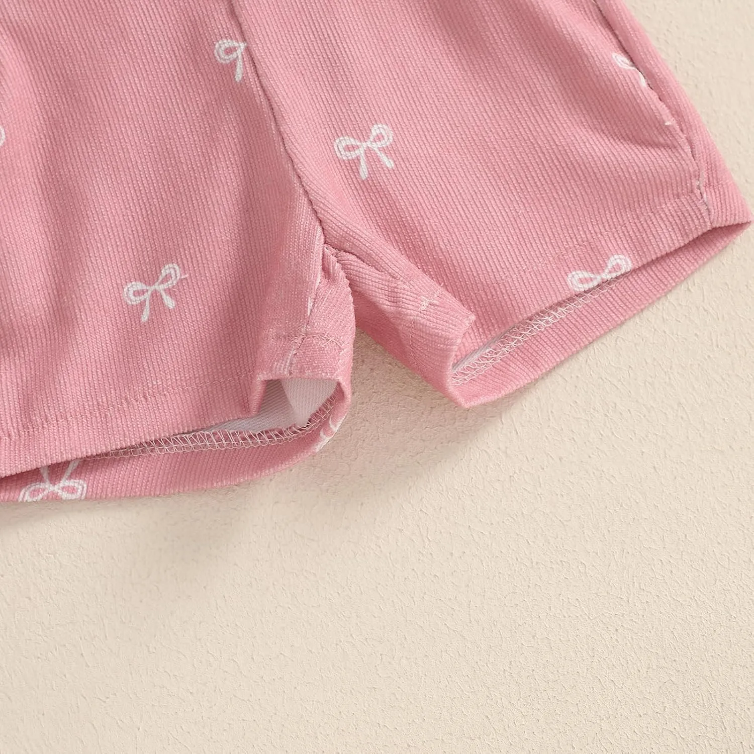 Adobabirl Baby Girl Summer Clothes Ribbed Short Sleeve Romper Bow Print Overalls Shorts Set Infant Cute Summer Outfits