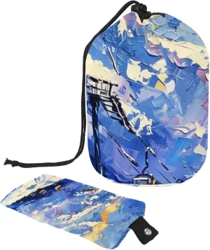 Aesthetic Snow Mountain Travel Cosmetic Bags Makeup Bag for Women, Foldable Drawstring Travel Cosmetic Bags, Portable Toiletry Bucket Bag