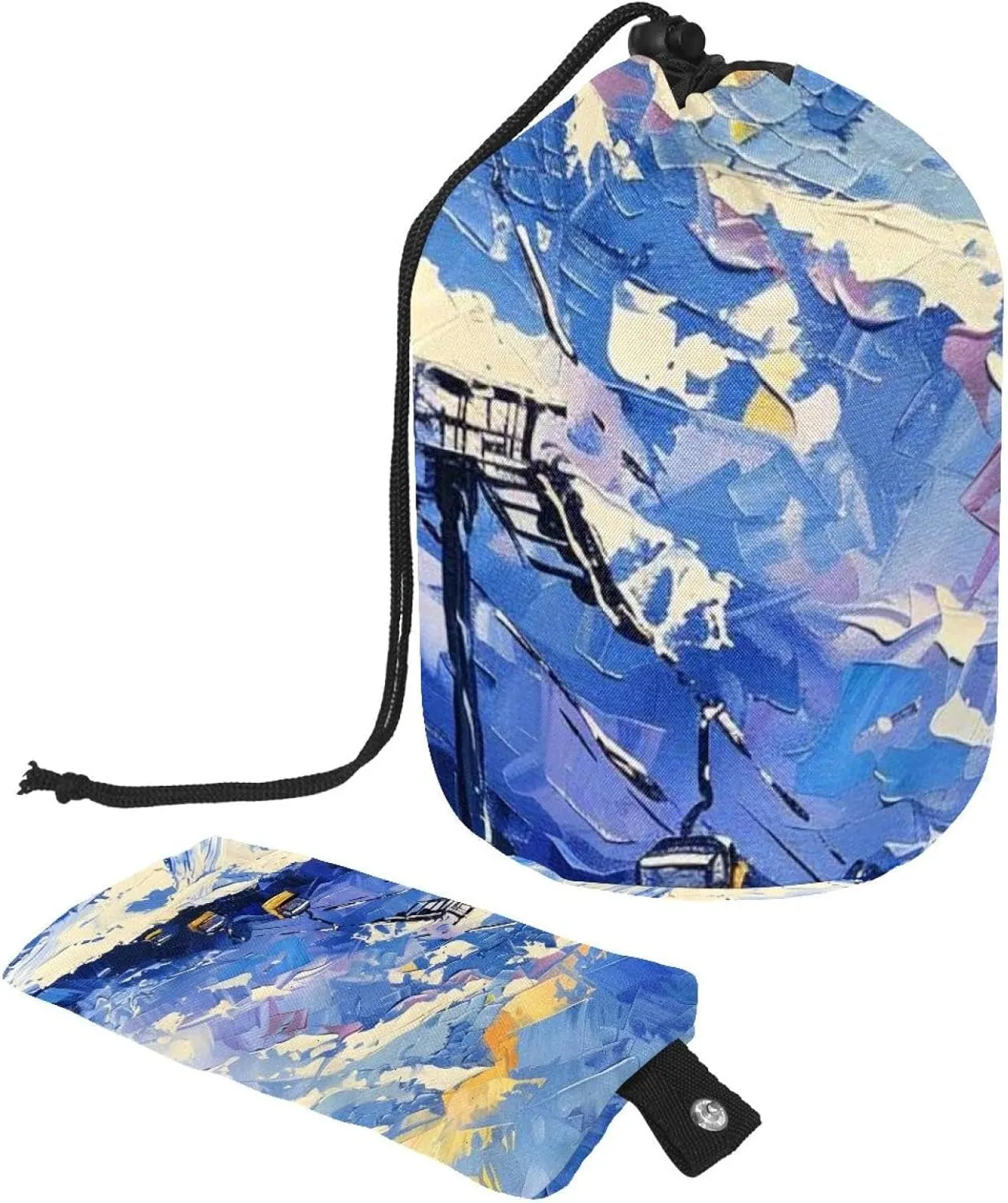 Aesthetic Snow Mountain Travel Cosmetic Bags Makeup Bag for Women, Foldable Drawstring Travel Cosmetic Bags, Portable Toiletry Bucket Bag