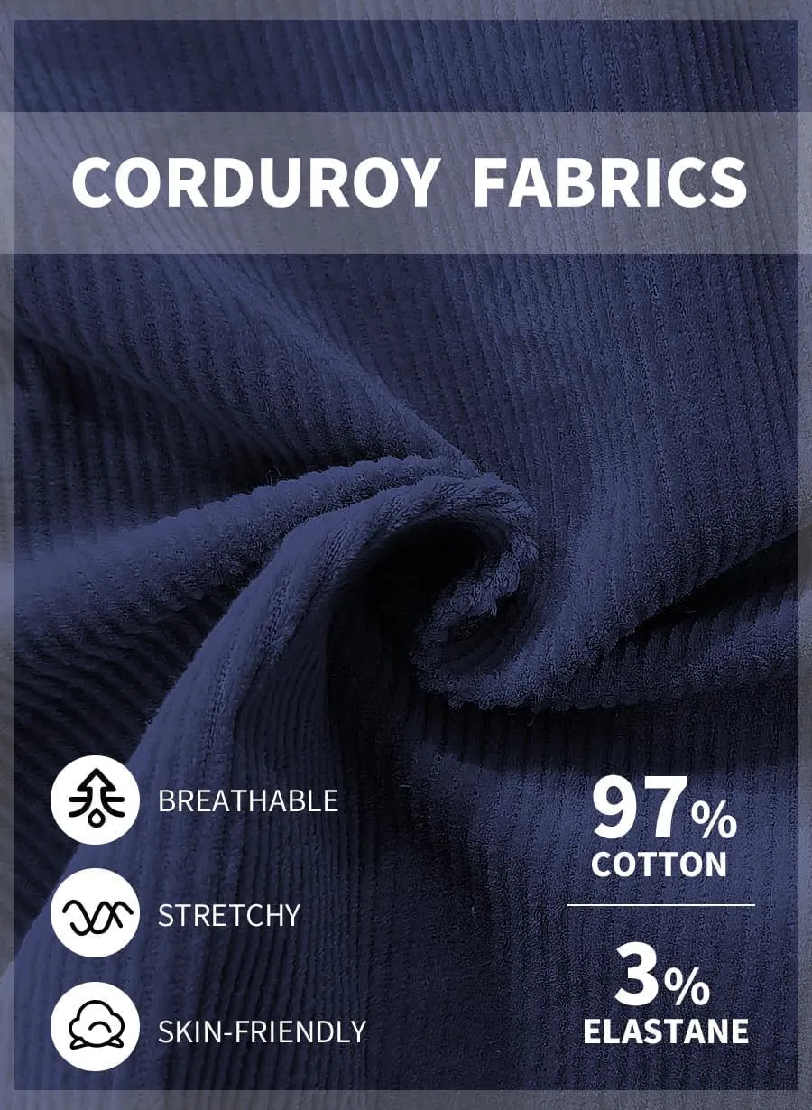 AIMPACT Mens Corduroy Shorts 5/6 Inseam Casual Elastic Waist Drawstring Summer Beach Shorts for Men with Pockets