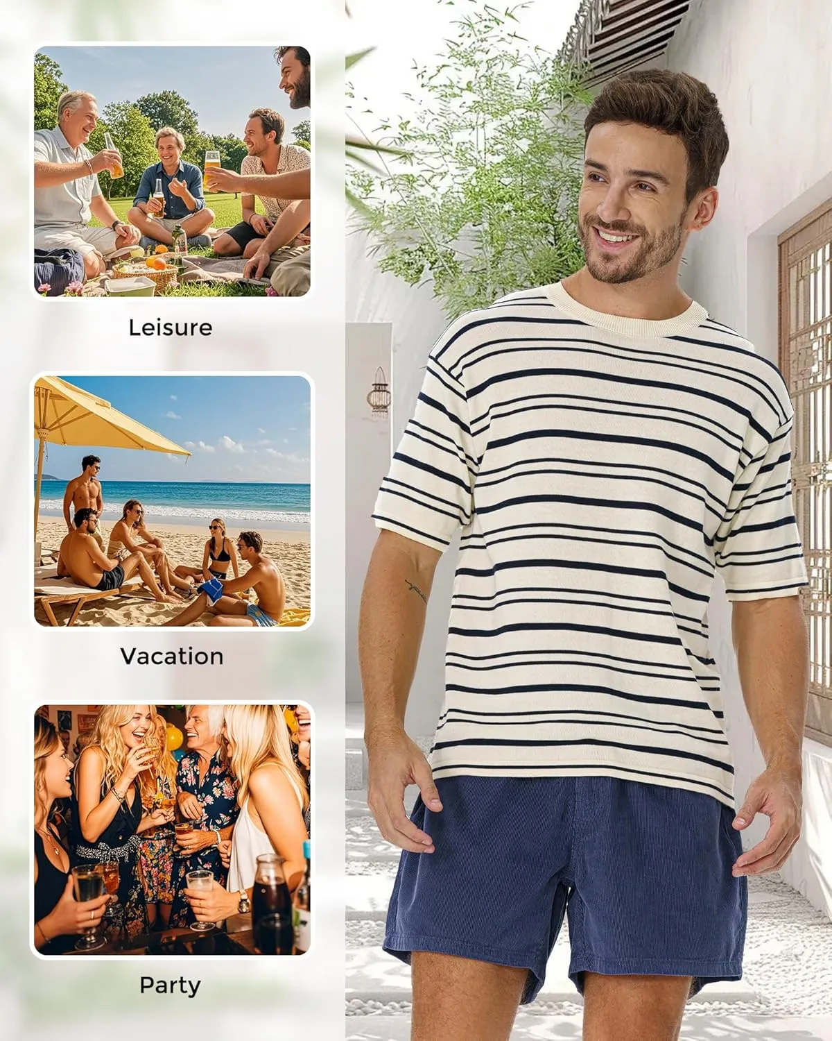 AIMPACT Mens Corduroy Shorts 5/6 Inseam Casual Elastic Waist Drawstring Summer Beach Shorts for Men with Pockets