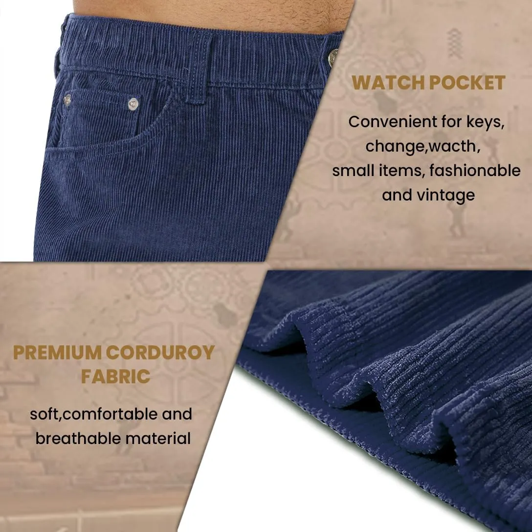 AIMPACT Mens Corduroy Shorts 5/6 Inseam Casual Elastic Waist Drawstring Summer Beach Shorts for Men with Pockets