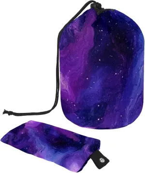 Art Mystical Purple Galaxy 17 Travel Cosmetic Bags Makeup Bag for Women, Foldable Drawstring Travel Cosmetic Bags, Portable Toiletry Bucket Bag