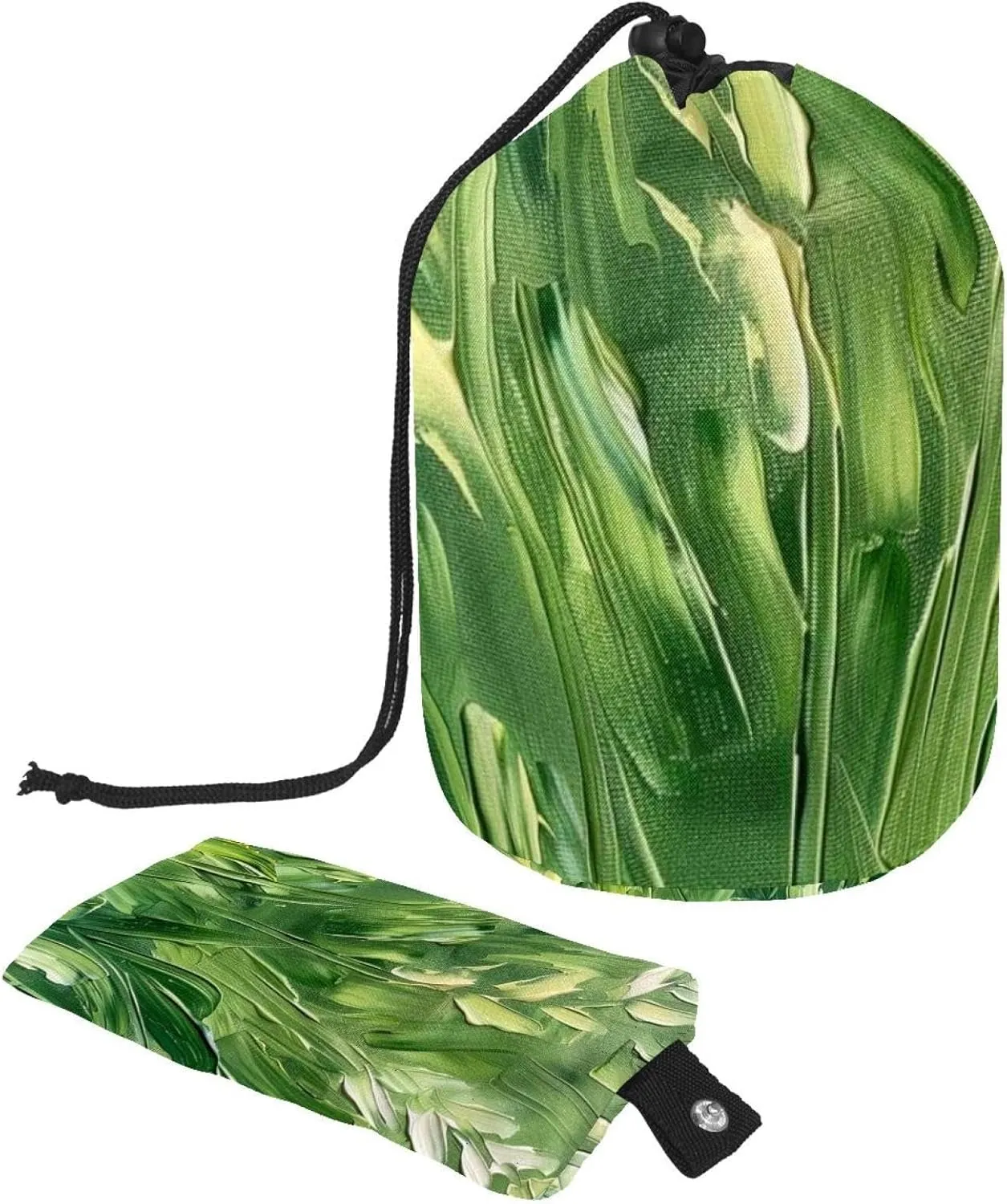 Art Oil Green Field Travel Cosmetic Bags Makeup Bag for Women, Foldable Drawstring Travel Cosmetic Bags, Portable Toiletry Bucket Bag