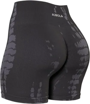 AUROLA Serpent Seamless Scrunch Workout Shorts for Women,Tummy Control Squat Proof Ribbed Thick Active Gym Short