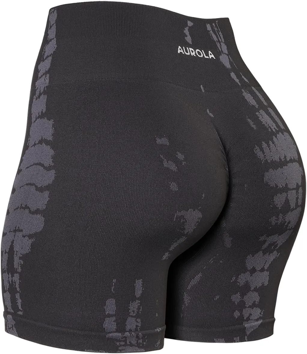 AUROLA Serpent Seamless Scrunch Workout Shorts for Women,Tummy Control Squat Proof Ribbed Thick Active Gym Short