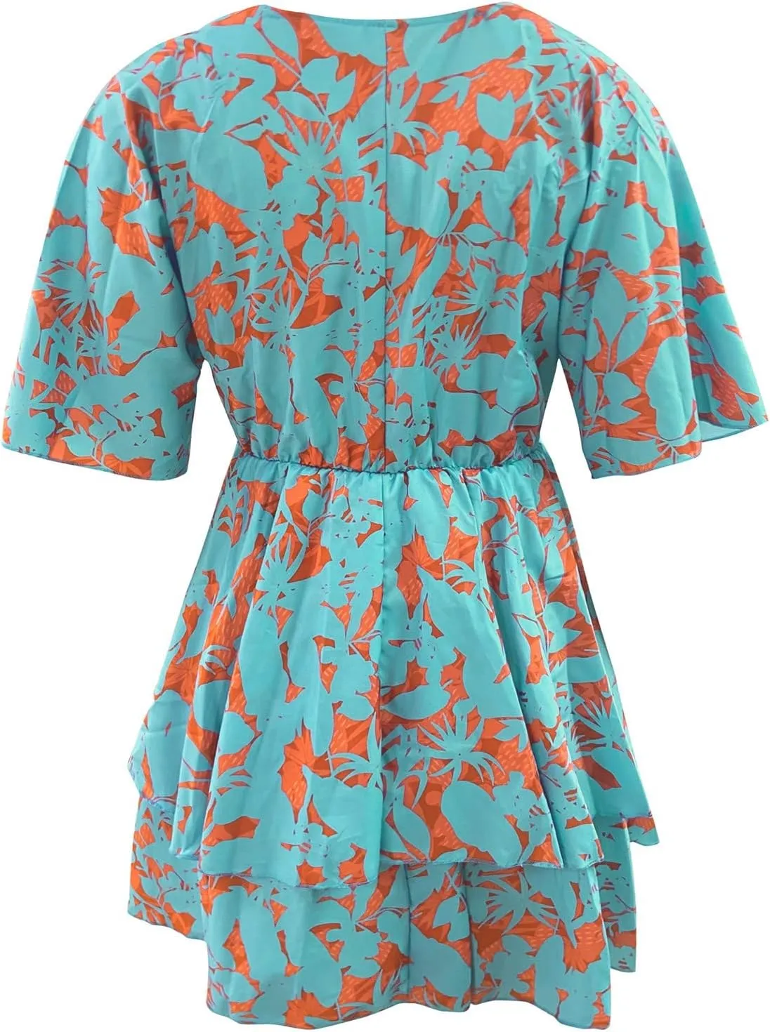 Beach Dresses for Women Vacation Short Batwing Sleeve V Neck Summer Trendy Dress Ruffle Boho Mini Sundress